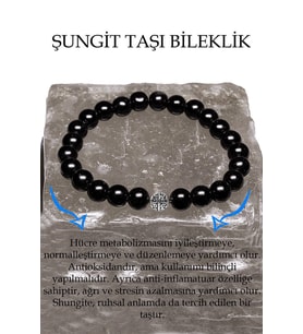 Sertifikalı A Kalite Shungite - Şungit Taşı Bileklik - Gümüş Aparatlı (Çok Renkli)