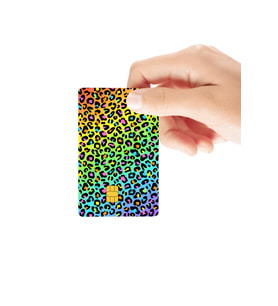 Leopar Desenli Renkli Hologramlı Parlak Kredi/Banka Kart Kaplama Sticker