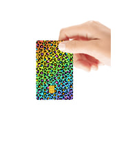 Leopar Desenli Renkli Hologramlı Parlak Kredi/Banka Kart Kaplama Sticker
