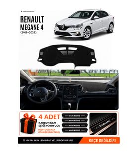 RENAULT MEGANE 4 (2016-2024) Uyumlu Torpido Örtüsü Torpido Kılıfı - Siyah Gri