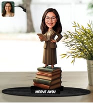 BK Gift Kişiye Özel Kadın Öğretmen Tasarımlı Karikatür Biblo -3, Öğretmene Hediye, Öğretmenler Günü Hediyesi