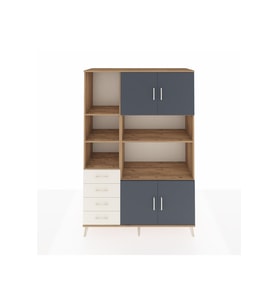 Hyperion Dolap 8 Raflı 4 Çekmeceli 4 Kapaklı 132x44x195 Çam-Antrasit/Aytaşı
