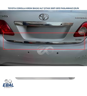 Toyota Corolla Krom Bagaj Alt Çıtası 2007-2013 Arası P.Çelik (Gümüş)