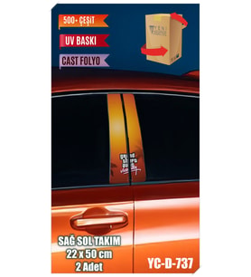 Araç Kapı Direk Kaplama Folyosu Gta Vice City Desenli (SAĞ SOL TAKIM) (2 ADET) - (Çok Renkli)
