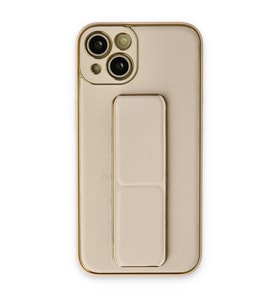 Apple İphone 14 Plus Kılıf Coco Deri Standlı Kapak - Gold