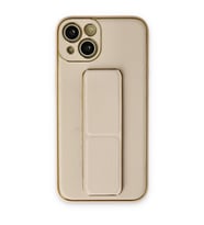 Apple İphone 14 Plus Kılıf Coco Deri Standlı Kapak - Gold