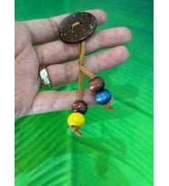 BAMBU DERİ PÜSKÜLLÜ AHŞAP BONCUKLU BROŞ YAKA İĞNESİ GİYİM AKSESUARI 2 CM