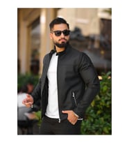 Slim Fit Deri Ceket (Siyah)
