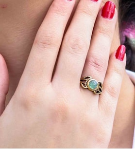 Doğal Taş Yeşil Akik Doğal Taşlı Antik Model Kadın Ayarlanabillir Yüzük euy79ya