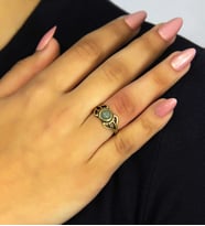 Doğal Taş Yeşil Akik Doğal Taşlı Antik Model Kadın Ayarlanabillir Yüzük euy79ya