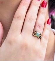 Doğal Taş Yeşil Akik Doğal Taşlı Antik Model Kadın Ayarlanabillir Yüzük euy79ya