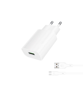 2.6A Type-C Şarj Seti Android Telefon Şarj Adaptörü ve Type-C Kablo (Beyaz)