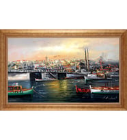 Çerçeveli Paspartulu Manzara Tablo bm0980 (Gold)