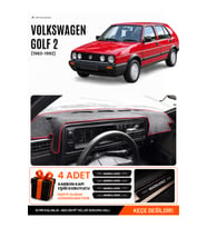 VOLKSWAGEN GOLF 2 (1983-1992) Uyumlu Torpido Örtüsü Torpido Kılıfı - Siyah Kırmızı