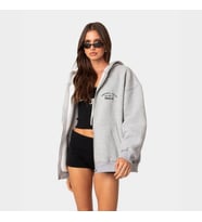%100 Pamuk, Şardonlu, Melanj Gri, Penye Kalite Captain Jackes Baskılı Oversize Fermuarlı Hoodie