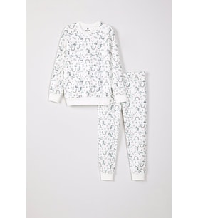 Kız çocuk desenli pijama takımı (Krem)