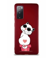 Samsung Galaxy S20 FE Soft Premier Kapak Coolcat Tasarımlı Silikon Kılıf - Mürdüm (Şeffaf)