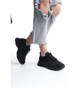 Kadın Rocco Siyah Triko Taşlı Spor Ayakkabı & Sneaker