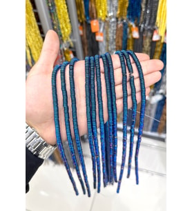 Hematit Taşı Rondela Kesim Parlak Mavi 6x1mm Doğal Taş Dizi