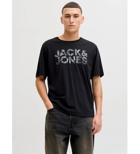 JACK JONES Yazı Baskılı Erkek Tişört 12288536 (Siyah)
