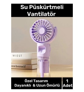 Özel Üretim Taşınabilir 3 Kademeli 1200 mAh Usb Şarjlı Su Hazneli Püskürtmeli Mini Klima Vantilatör