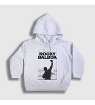 Presmono Unisex Çocuk Beyaz Over Film Rocky Kapüşonlu Sweatshirt 250192tt