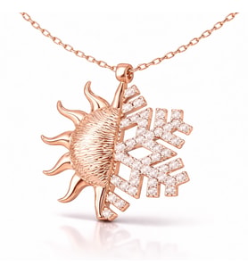 Gümüş Rose Güneş Kartanesi Bayan Kolye