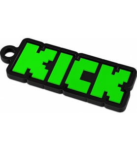 Kick Yazılı Anahtarlık Sert Plastik Pixel Tasarımlı Anahtarlık Retro Temalı Anahtarlık Aksesuar