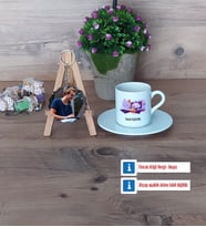 Bilgisayar Mühendisi Türk Kahvesi Fincanı Ahşap Altlıklı ve Fotoğraflı Ahşap Anahtarlık Hediye (Model 2)