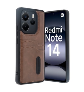 Xiaomi Redmi Note 14 4g Kılıf Sara Kartvizitli Deri Kılıf - Taba
