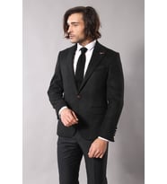 Tek Düğme Slim Fit Siyah Ceket  Wessi