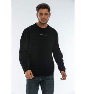 Erkek Bisiklet Yaka Regular Fit Brooklyn Baskılı İnce Sweatshirt SPR22SW132