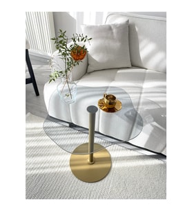 Dekoratif Füme Cam Gold Zigon Yan Sehpa