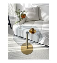 Dekoratif Füme Cam Gold Zigon Yan Sehpa