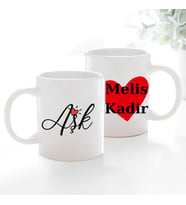 Kişiye Özel İsimli Çift Taraflı Baskılı Aşk Temalı Kupa Bardak - Sevgiliye Hediye