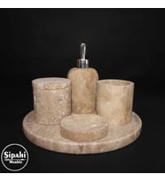 Sipahi Marble Traverten 5 Parça Banyo Seti