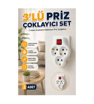 2’li Set Anahtarlı 3’lü Priz Çoklayıcı – Kablosuz Duvar Tipi