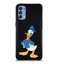 Oppo Reno 4 Soft Premier Kapak Donald Duck-C Tasarımlı Silikon Kılıf - Siyah (Şeffaf)