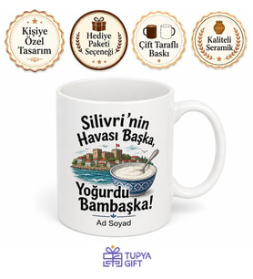 Silivri Esprili Kupa Sahil Havası Yoğurt Diyarı Komik Hediye Bardak