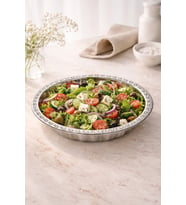Paslanmaz Çelik 29,5 cm Desenli Gümüş Salata ve Meyve Sunum Kasesi
