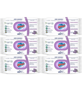 Bingo Clean Yüzey Temizlik Havlusu 96 Yaprak Lavanta Kokulu Plastik Kapaklı (6 Lı Set) 576 Yaprak