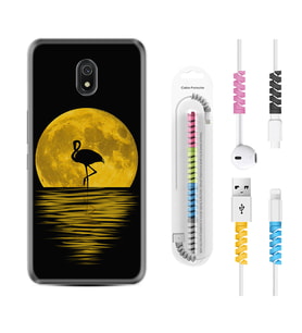 Xiaomi Redmi 8A 8 Pro 9C 9T 10C 11T Pro Kılıf Kablo Koruma Spiral Silikon Ay ve Flamingo 1775