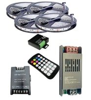 20 Metre 12V 60 Ledli RGB Dış Mekan Silikonlu Şerit Led 20A Slim Trafo 36 A 28 Tuş RF Led Kontrol 36