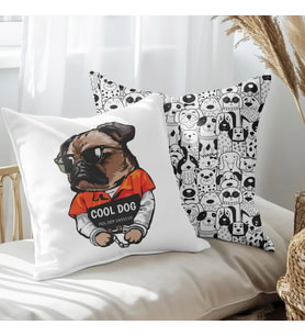 eJOYA Havalı Köpek Tasarımlı 2'li Yastık İçi Ve Kırlent Kılıfı 45cm 113516