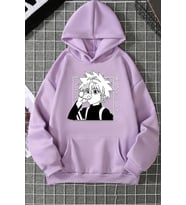 Unisex Killua Zoldyck Baskılı Sweatshirt (Lila)