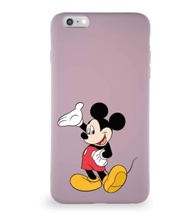 Apple iPhone 6S Plus Soft Premier Kapak Mickey Mouse-C Tasarımlı Silikon Kılıf - Pudra (Şeffaf)