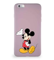 Apple iPhone 6S Plus Soft Premier Kapak Mickey Mouse-C Tasarımlı Silikon Kılıf - Pudra (Şeffaf)