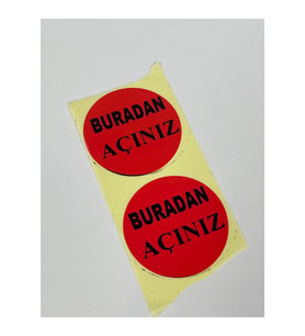 Buradan Açınız Yuvarlak Yapışkanlı 50mm 100 Adet