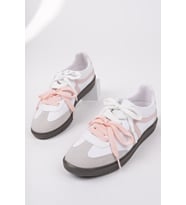 Muggo RETRO Çift Bağcıklı Günlük Kadın Sneaker Spor Ayakkabı (Pudra)