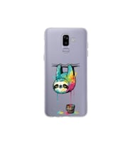 Samsung Galaxy J8 ile Uyumlu Splash Tembel Hayvan Tasarımlı Şeffaf Silikon Kılıf